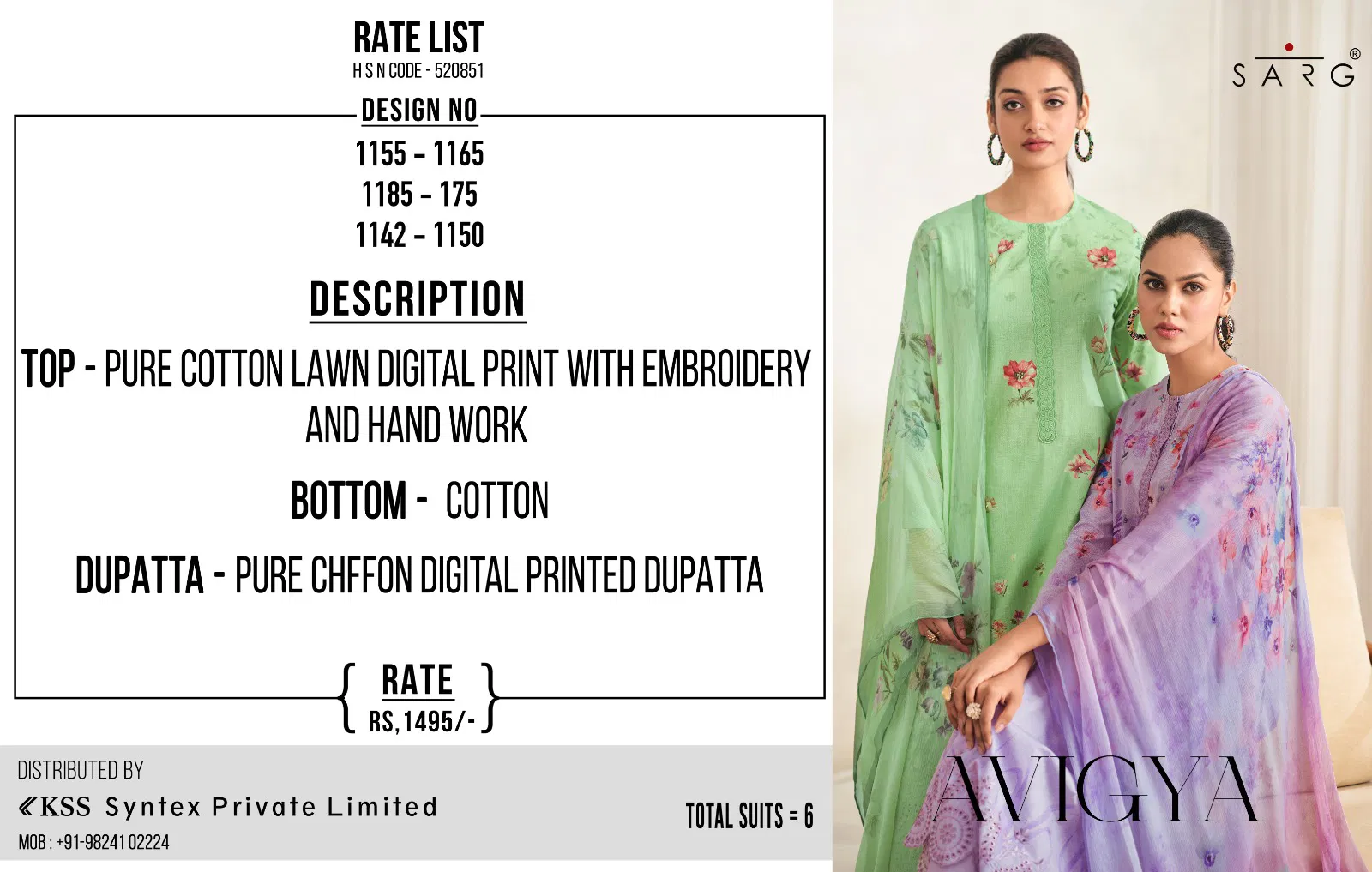 Avigya By Sarg Lawn Cotton Printed Dress Material Wholesale Shop In Surat